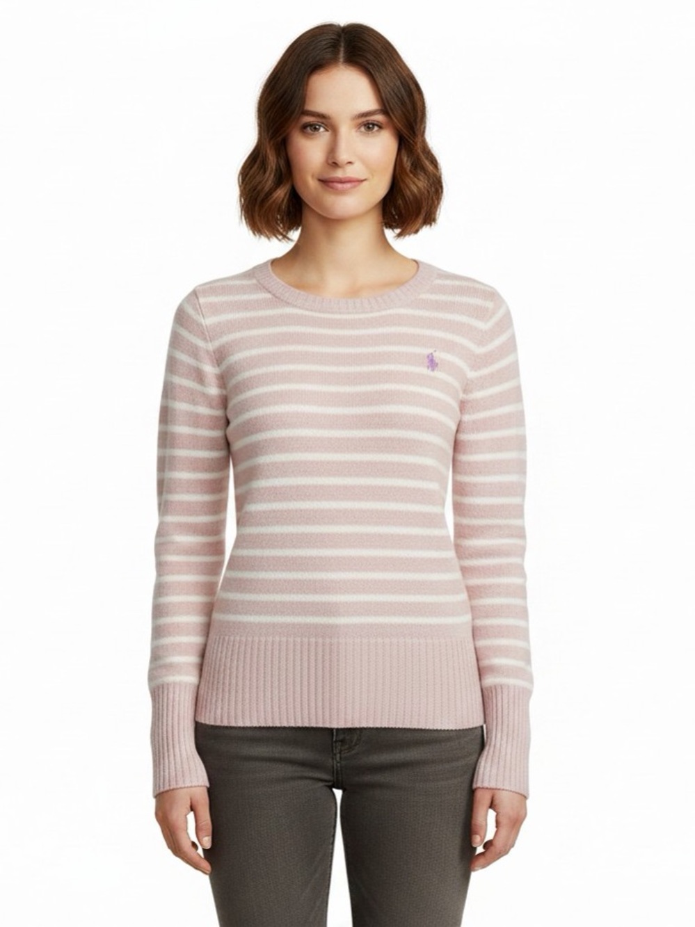 NWT | U.S. Polo ASSN. | Striped Sweater | Pink/White | Medium